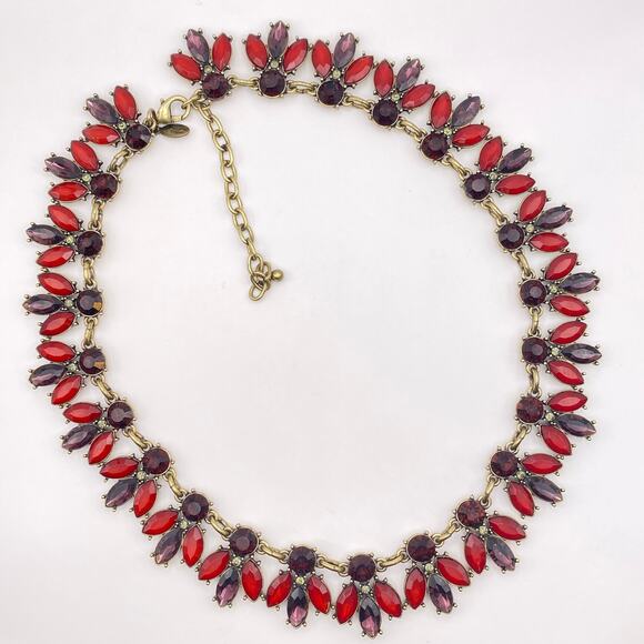 Vtg Necklace Joan Rivers Crystal Bees Red Gold Tone Classic Collection Statement - Picture 2 of 7